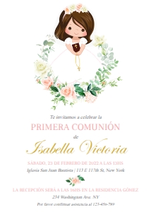 Invitación Primera Comunión Niña 5x7": Invitación Primera Comunión Niña