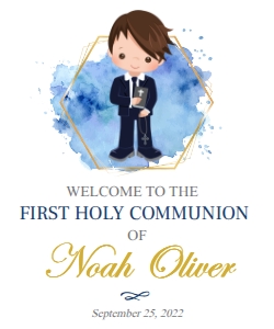 Boy Communion Welcome Sign 20x24": Boy Communion Welcome Sign