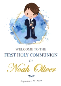 Boy Communion Welcome Sign A4: Boy Communion Welcome Sign