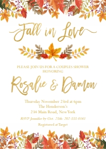 Fall In Love Couples Shower Invitation 5x7": Fall In Love Couples Shower Invitation