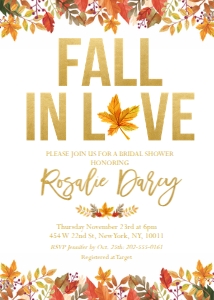 Fall In Love Leaf Bridal Shower Invitation design preview