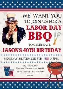 Uncle Sam Labor Day Birthday Invitation design preview