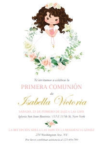 Invitación Primera Comunión Niña Rizos design preview