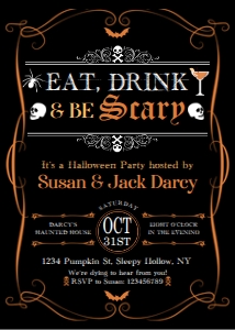 Eat, drink and be scary Halloween invitation design preview
