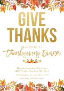 Give Thanks Thanksgiving Invitation design preview