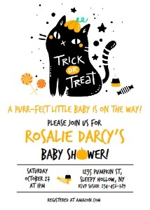 Cat Baby Shower Halloween Invitation design preview