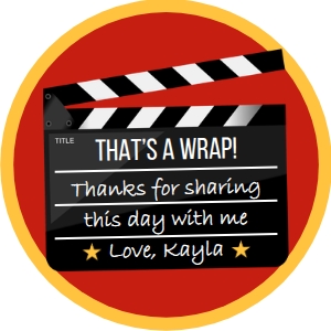 Clapboard Round Favor Tags or Stickers 2": Clapboard Movie Round Favor Tags or Stickers