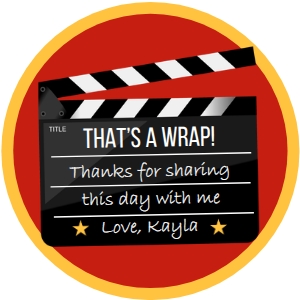 Clapboard Round Favor Tags or Stickers 3": Clapboard Movie Round Favor Tags or Stickers