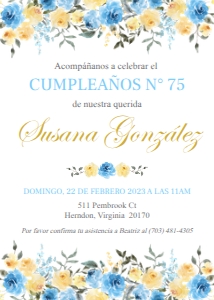 Cumpleaños azul y amarillo 5x7": Cumpleaños azul y amarillo