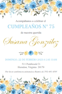 Cumpleaños azul y amarillo 4x6": Cumpleaños azul y amarillo