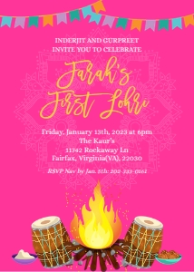 Lohri Pink Invitation design preview