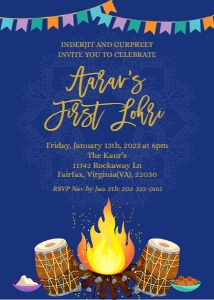 Lohri Blue Invitation design preview