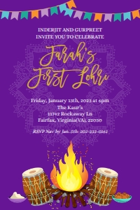 Lohri Purple Invitation design preview