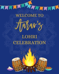 Lohri Blue Welcome Sign design preview