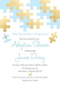 Puzzle Blue 5x7": Puzzle Blue Adoption Shower