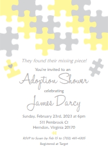Puzzle Yellow 5x7": Puzzle Yellow Adoption Shower