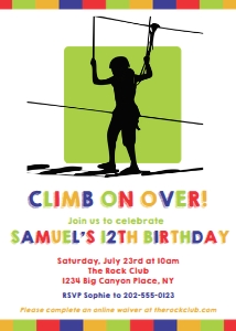 Ropes Course Invitation Boy 5x7": Ropes Course Green Invitation