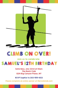 Ropes Course Invitation Boy 4x6": Ropes Course Green Invitation