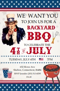 4th of July BBQ 4x6": Uncle Sam 4th of July BBQ