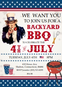 4th of July BBQ 5x7": Uncle Sam 4th of July BBQ