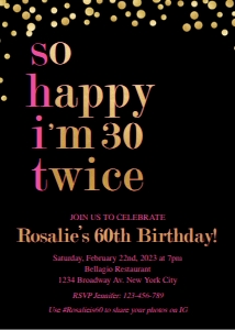 So Happy I'm 30 Twice Invitation design preview
