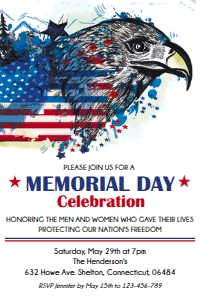 Memorial Day Invitation 4x6": Eagle Memorial Day Invitation