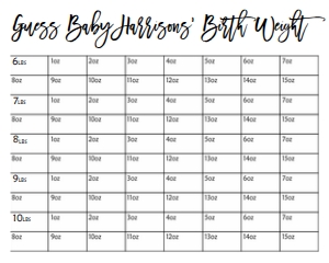 Minimalist Guess The Baby's Weight 20x16": Minimalist Guess The Baby's Weight