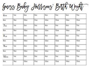 Minimalist Guess The Baby's Weight 11x8.5": Minimalist Guess The Baby's Weight