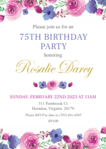Pink and Purple Floral Birthday 5x7": Pink and Purple Floral Birthday