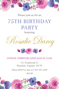 Pink and Purple Floral Birthday 4x6": Pink and Purple Floral Birthday