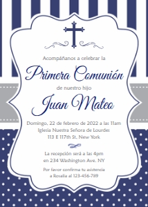 Primera Comunión Niño Azul Rayas y Puntos 5x7": Primera Comunión Niño Azul Rayas y Puntos