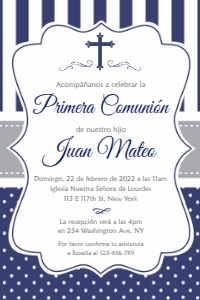 Primera Comunión Niño Azul Rayas y Puntos 4x6": Primera Comunión Niño Azul Rayas y Puntos