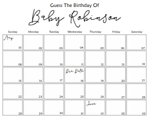 Guess The Due Date 20x16": Cursive Guess The Due Date