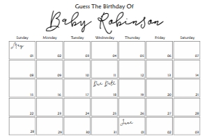 Guess The Due Date 36x24": Cursive Guess The Due Date