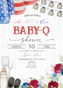 BS72 PATRIOTIC BABY-Q INVITATION: 1440129193