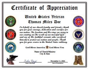 Design 54: D54 ALL SERVICES VETERAN APPRECIATION CERTIFICATE FROM MINISTRY