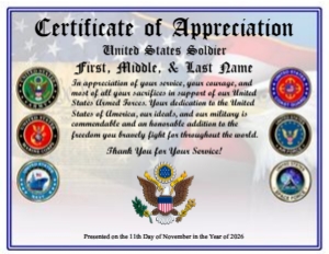 Design 50: D50 ALL SERVICES ACTIVE MILITARY APPRECIATION CERTIFICATE