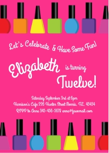 Nail Painting Polish Birthday Party Invitation Pink Girls Sleepover design preview