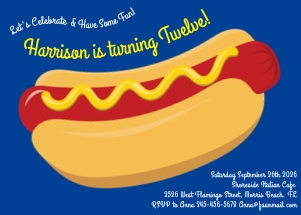 Hot Dog Birthday Party Invitation Cook Out Kids Cute design preview