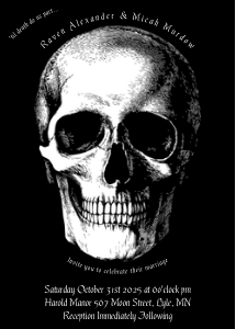 Skull Gothic Halloween Wedding Party Invitations: Skull Gothic Halloween Wedding Party Invitations