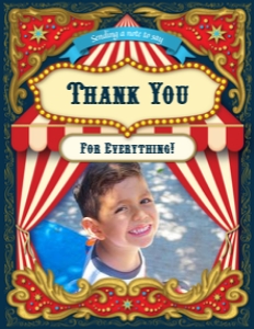 Circus Carnival Photo Thank You Cards Kids Birthday Vintage design preview