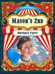 Circus Carnival Birthday Party Poster Sign with Photo: Circus Carnival Birthday Party Photo Sign Poster Kids Vintage