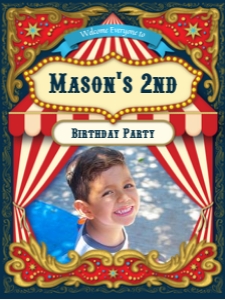 Circus Carnival Birthday Party Photo Sign Poster Kids Vintage design preview