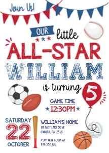 invite - sports all star red blue design preview