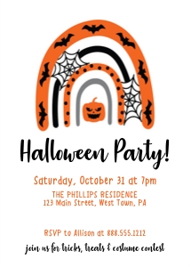 invite - halloween spiderweb rainbow design preview