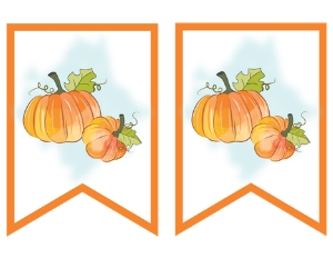 banner - pumpkins on blue splash design preview