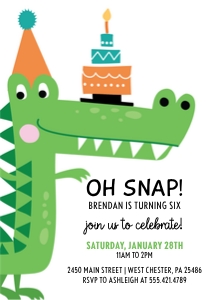 invite - standing alligator cake design preview