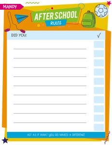After School Rules Kids Chart: Kids Family Planner Entire Bundle