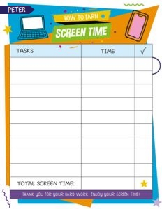 Screen Time Kids Chart: Kids Family Planner Entire Bundle