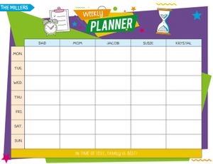 Weekly Planner Kids Chart: Kids Family Planner Entire Bundle
